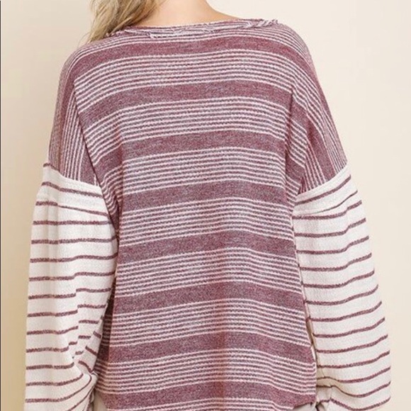 MAROON STRIPED TOP - Picture 4 of 8
